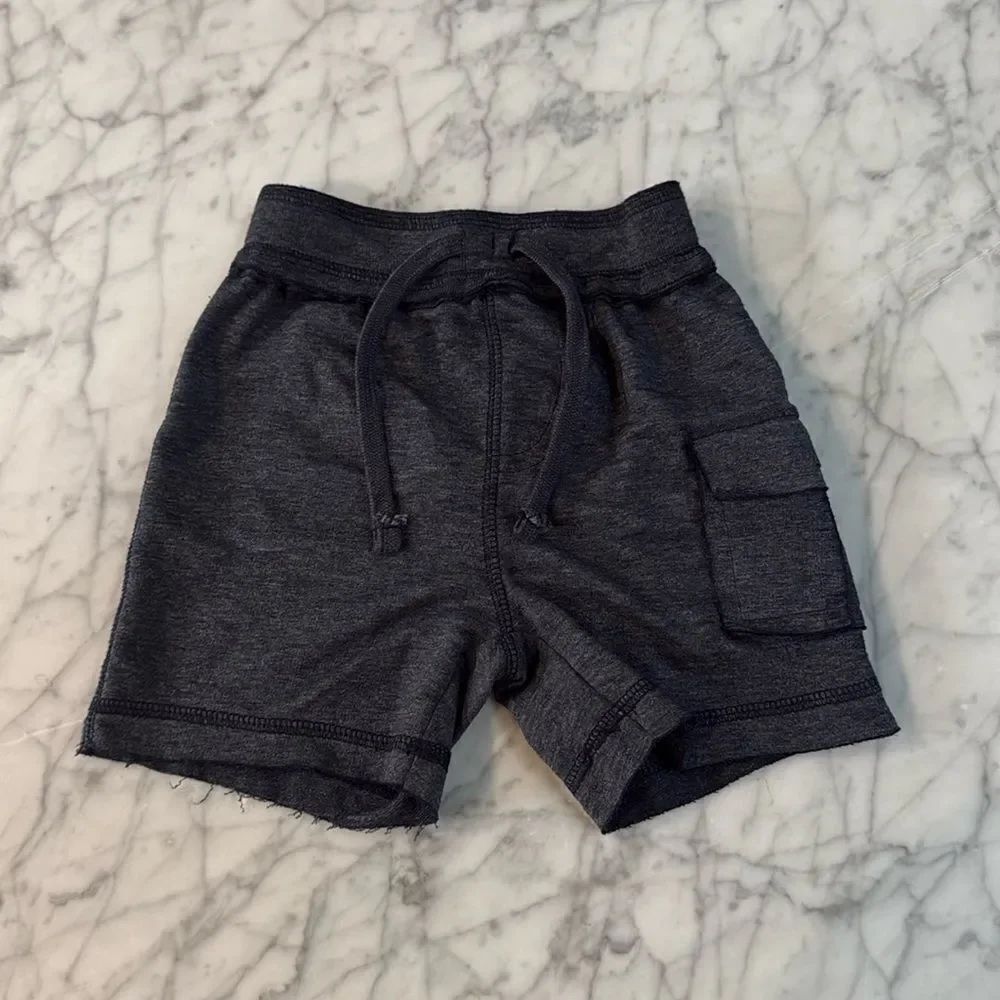 NWT Mish Kids Heathered Cargo Shorts - Distressed Navy Sz 24 Mo